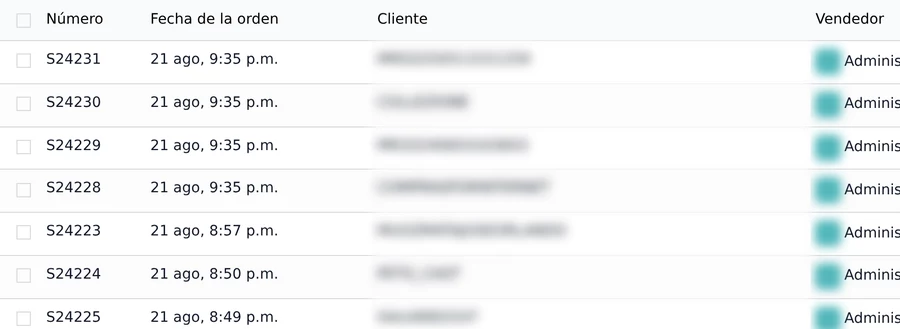 Lista de pedidos de Mercado Libre convertidos en órdenes de venta de Odoo